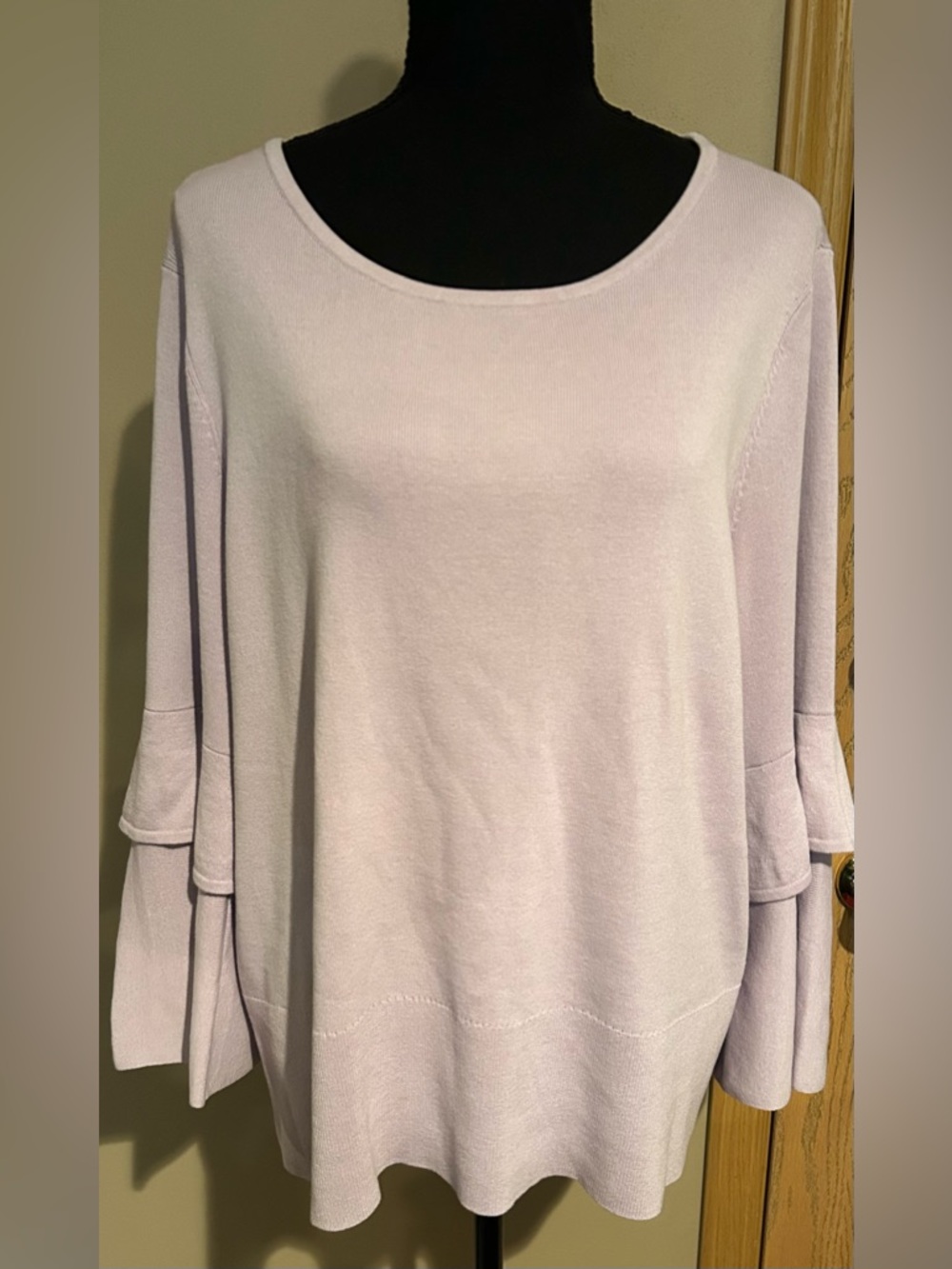 Talbots Women’s Light Lavender Ruffle Sleeve Sweater in 2X